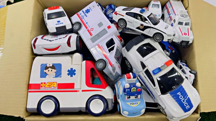 救急車とパトカーのおもちゃ。緊急走行、サイレン音、アニメーションエフェクト。☆ Collection of Many Mini Police and Ambulance Cars.