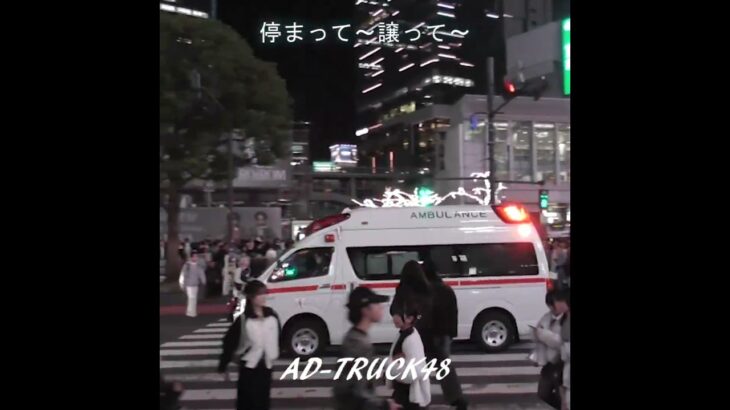 停まって～歩行者にサイレンは聞こえない？スクランブル交差点を緊急走行する救急車