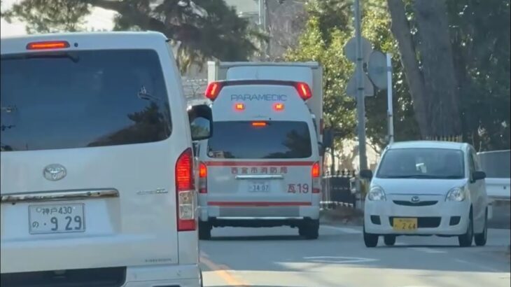 🚨逆走で緊急走行🚨救急車🚨響き渡るサイレン🚨赤色灯🚨西宮市消防局🚨　#救急車
