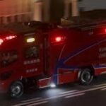 消防車3台　パトカー　緊急走行　化学車　指揮車　ポンプ車