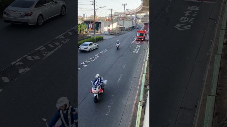 警視庁第4方面交通機動隊白バイ緊急走行(CB1300P)、一台はFJRパトラン