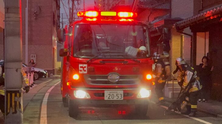 【福岡市消防局】建物火災出動！早良本署予備 P53 緊急走行→現着