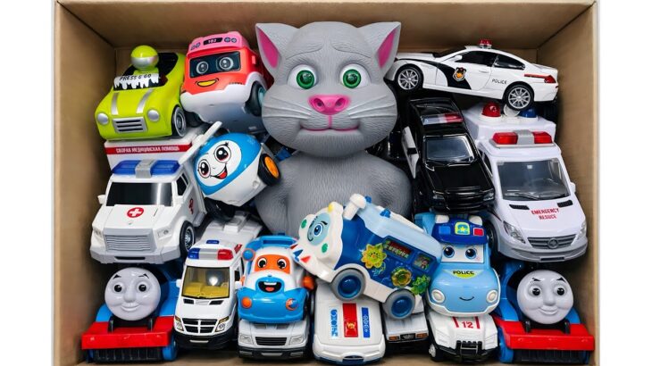 救急車とパトカーのおもちゃ。緊急走行、サイレン音、トムの子猫と一緒に。☆ Toy ambulance & police car, sirena sounds, with Tom.