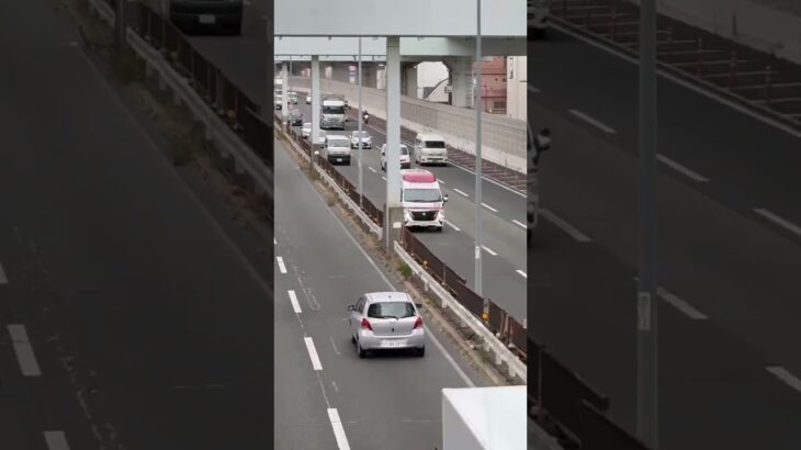 🚨白バイと救急車の緊急走行🚨　#白バイ #救急車 #shorts #short