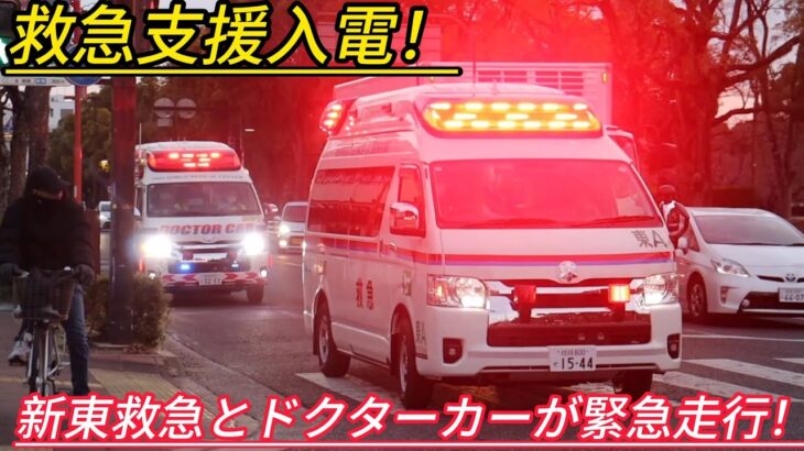 【姫路市消防局】救急支援入電！新東救急とドクターカーが緊急走行！！運用開始から救急支援が続々と入電！今日も忙しそうでした。
