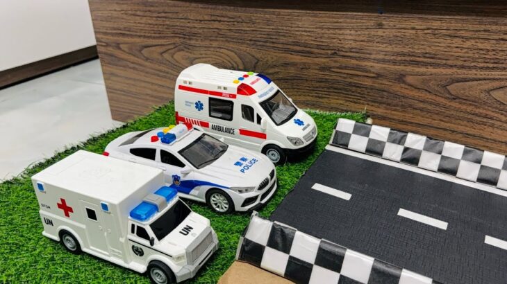 救急車のミニカー走る☆緊急走行テスト☆坂道走る｜ Ambulance miniature car runs! Emergensy driving test
