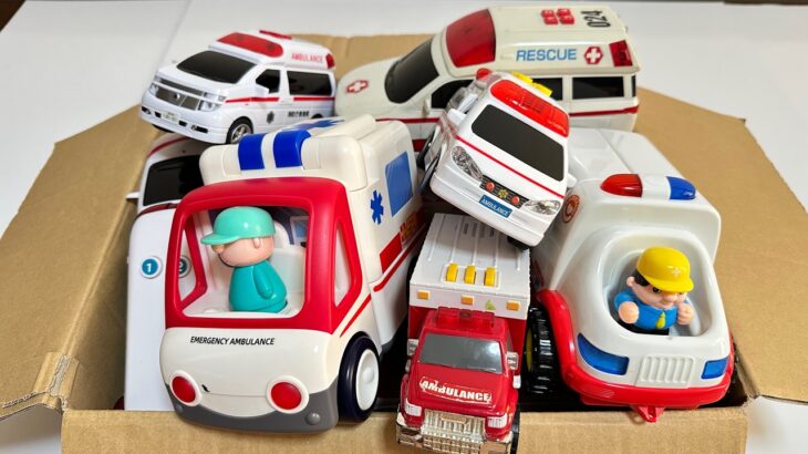 たくさんの救急車ミニカーが大集合！坂道をゴーゴーダウンヒル💨サイレン音を鳴らしながら緊急走行テスト！Lots of ambulance toy cars racing downhill!