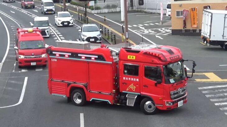 新型サイレンアンプSAP-521の高警告サイレンを手動吹鳴しながら緊急走行する化学車