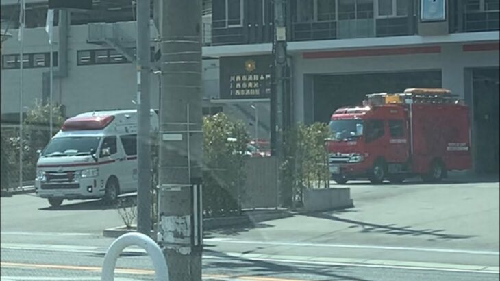 🚨救急車と消防車が連続して署を出発🚨　#救急車 #消防車