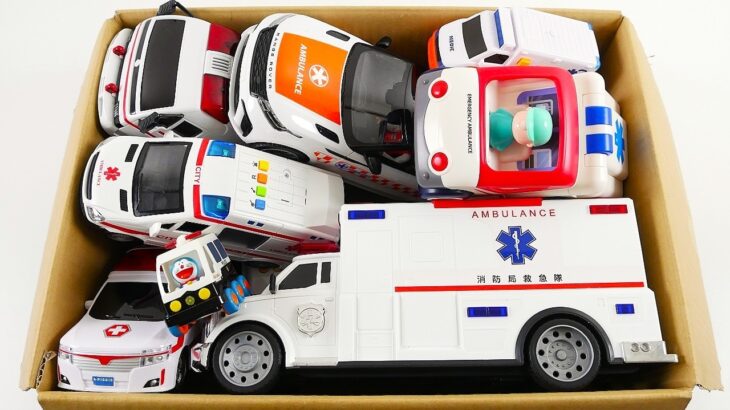 救急車のミニカーが走る！緊急走行テスト☆はたらく車☆パトカー☆サイレンサウンド☆