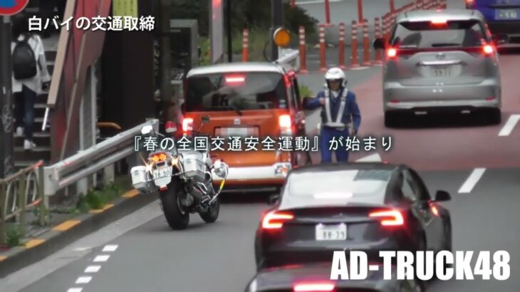 チャリ＆電動キックボードの乱横断にクラクションが炸裂する交差点！黄色線の車線変更した軽自動車を交機の白バイが緊急走行で検挙