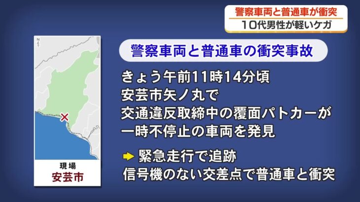 高知県警の警察車両と普通乗用車が衝突…10代男性がケガ (26/05/31 18:00)