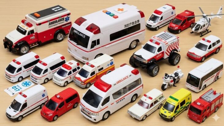 Car । 救急車のミニカーが緊急走行☆紹介して坂道走る｜ An ambulance miniature car runs urgently. Introduce and run on a slope