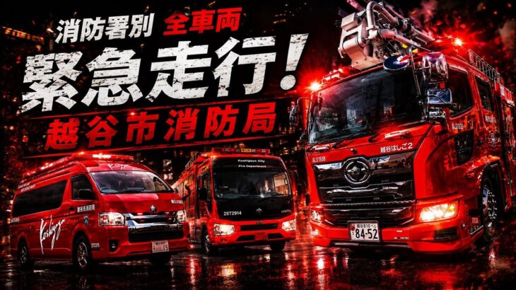 【緊急出場・緊急走行集Part34】消防署別全車両緊急走行越谷市消防局 (間久里分署除く)