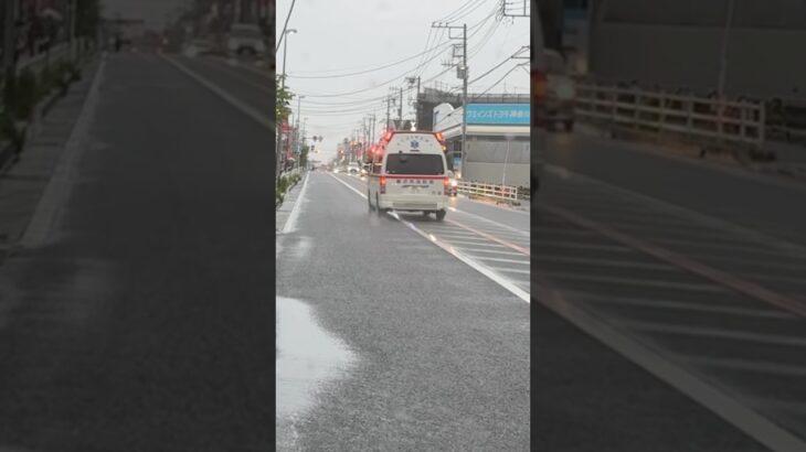 住宅モードサイレンで国道467号線を緊急走行【六会救急隊・藤沢市消防局】