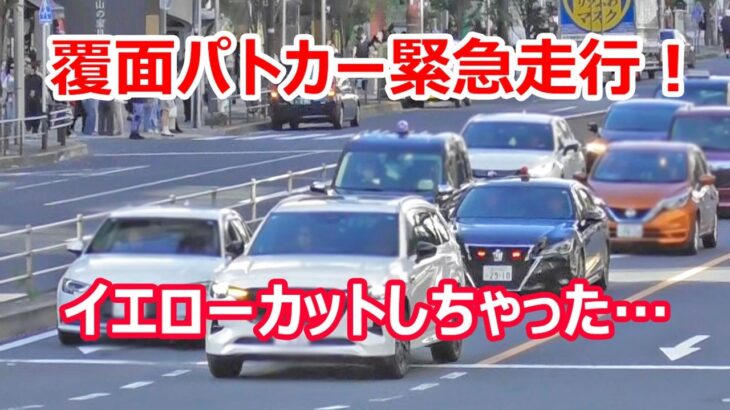 交通違反は見逃さない!黄色線を車線変更した違反車を覆面パトカー緊急走行で検挙