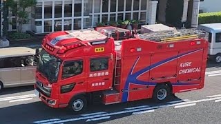 消防車2台　緊急走行