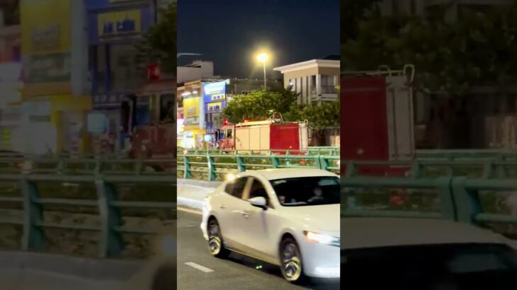 【夜間撮影】ベトナム・ダナンで消防車2台が緊急出動から帰還！2 Fire Trucks Returning in Da Nang, Vietnam!