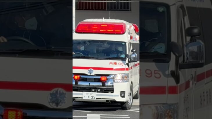 【緊急走行】兵庫第2救急隊、救急指令！兵庫95 緊急走行！！【神戸市消防局】#shorts  #緊急走行 ＃消防車 #救急車 #emergency #fire #救急車＃サイレン