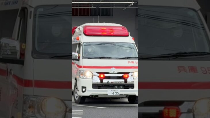 【緊急走行】兵庫第2救急隊、救急指令！兵庫95 緊急走行！！【神戸市消防局】#shorts  #緊急走行 ＃消防車 #救急車 #emergency #fire #救急車＃サイレン