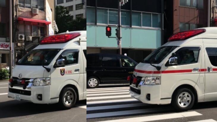 【緊急走行】夕方の大阪市北区を緊急走行する2台の救急車。大阪市健康局　救急車&大阪市消防局　A396