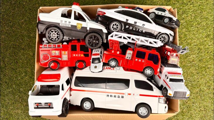 救急車・パトカー・消防車のミニカーが走る！坂道を緊急走行テスト はたらくくるま｜Ambulance Police Car Fire Truck