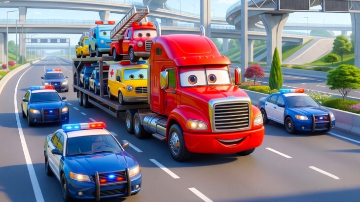 緊急車両輸送！巨大トラック救出アドベンチャー｜車両アニメーション