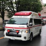 【緊急走行】済生会千里病院に到着する救急車。吹田市消防本部　非常用救急隊