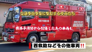 交通事故事案に集結する車両たち❗️我孫子消防から引退したあの車両も⁉️