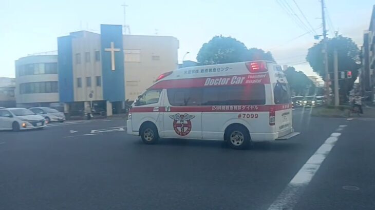 【緊急走行】交差点進入!米盛病院救命救急センタードクターカー