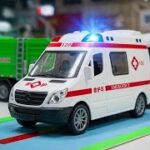 救急車のミニカー走る！緊急走行。坂道走行テストします☆ Ambulance minicar runs on the slope in an emergency with sirens on!