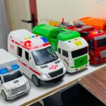 救急車（ミニカー）たちが坂道走る。緊急走行テスト。サイレン鳴る トミカMiniature ambulances drive up a hill. Emergency driving test.