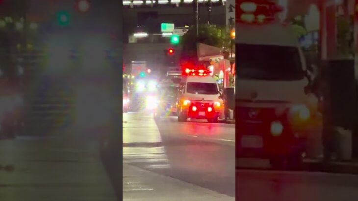 東京消防庁の救急車が蒲田の現場に到着 Tokyo Fire Department Ambulance arriving at the scene. Night Emergency Response!