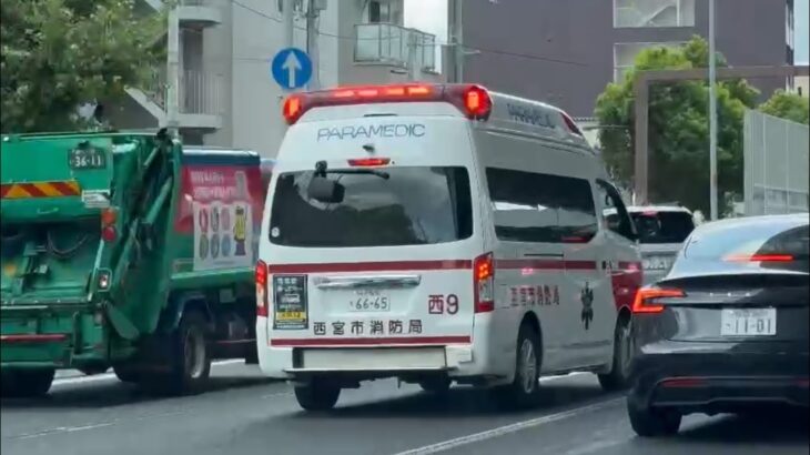 🚨😳大渋滞の交差点を緊急走行で突破する救急車😳🚨 #救急車 #緊急走行 #西宮市消防局