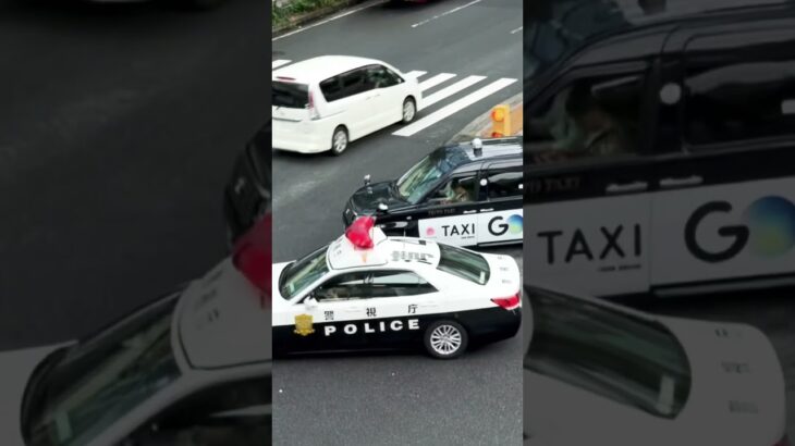 【緊急走行】パトカーが交差点を転回