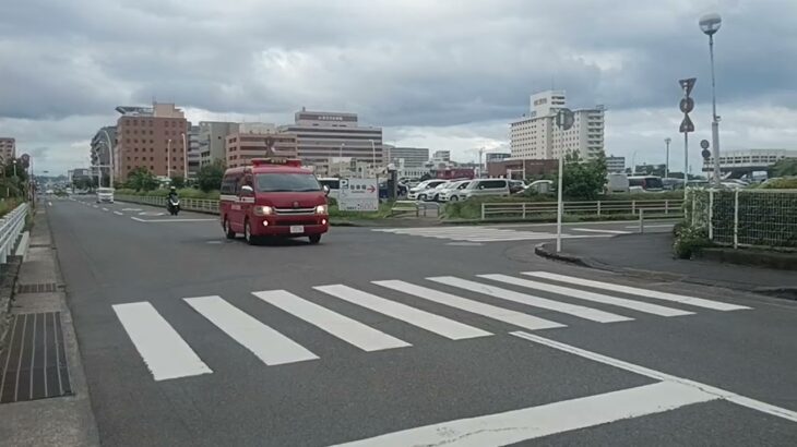 【緊急走行】警鐘あり！鴨池新町でマンション火災発生で消防車多数出場!鹿児島市消防局原因調査車