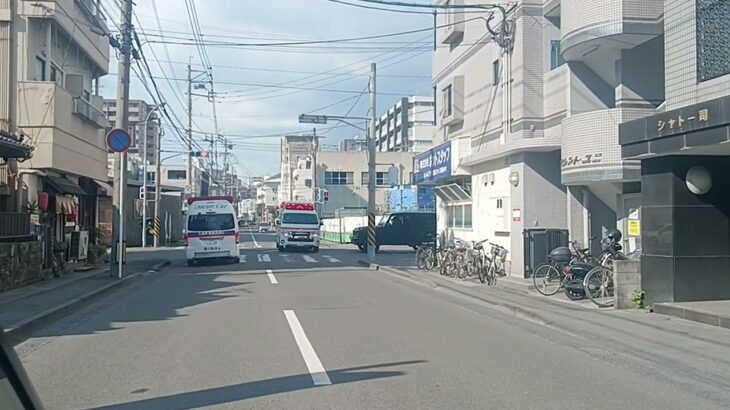 【緊急走行】救急車同士の鉢合わせ!鹿児島市消防局高度救急隊ドクターカー　甲南救急隊