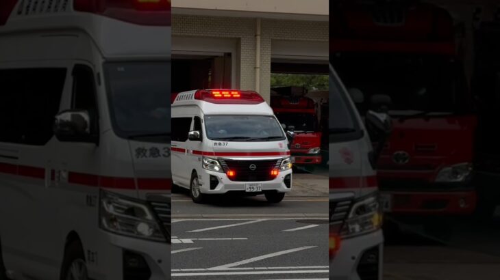 #福岡市消防局 #救急車 今日の夜7:00から公開！南本署救急第1小隊 救急37(福岡中央米穀2号)緊急出動