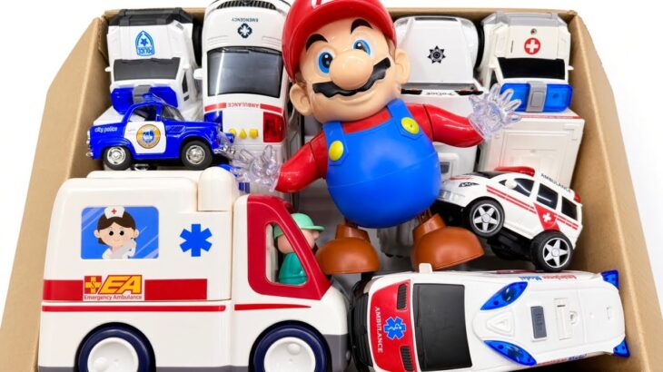 救急車とパトカーのミニカーを点検！緊急走行テスト！サイレン鳴るよ★Kids Toy Cars