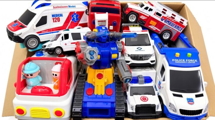 救急車とパトカーの緊急走行テスト！サイレン音とロボットおもちゃ★Kids Toy Cars⁠