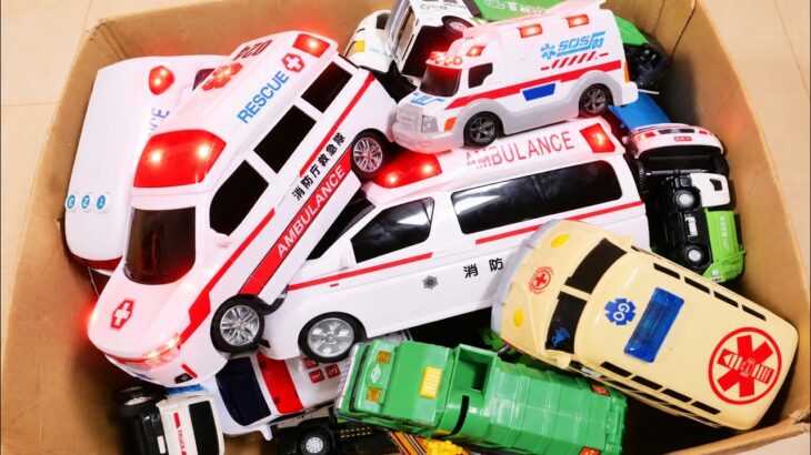 救急車とごみ収集車のミニカー走る！坂道で緊急走行テスト☆Ambulance & Garbage Truck Toys Car Run! Drive Test