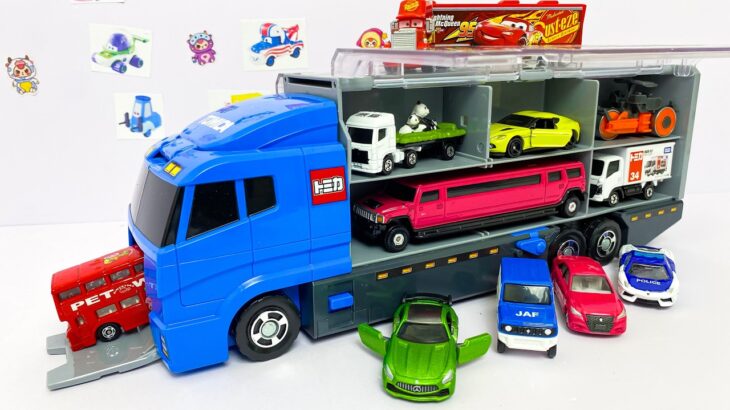 トミカ☆  救急車のトミカをたくさん箱に集めた！坂道を緊急走行テスト☆ Ambulance Toy Cars Down the Slope!