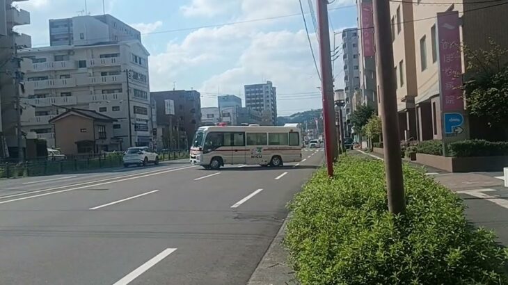 【緊急走行】のぼり病院前を転回し市立病院へ転院搬送!鹿児島市立病院NICUドクターカー