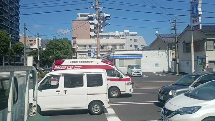 【緊急走行】リモートサイレンを吹鳴しながら米盛病院へ救急搬送!米盛病院救命救急センタードクターカー