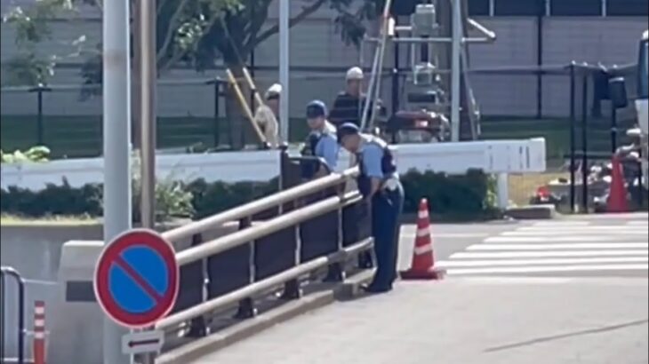 😳😳何があった？？😳😳川を覗き込む警察官😳😳 #パトカー #警察官 #兵庫県警 #赤色灯 #警察