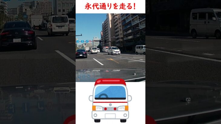 東陽町付近　永代通りを走る救急車